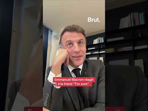 Emmanuel Macron réagit à la trend « For sure » après son discours à Davos.